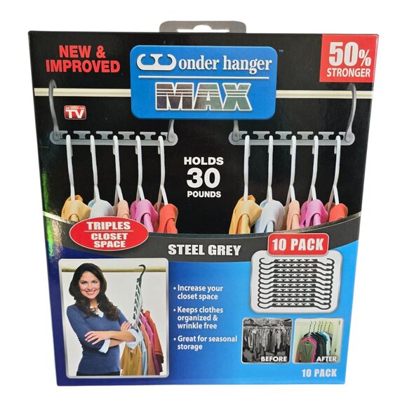 Wonder Hanger MAX Closet Storage Organizer for Clothes Hangers 10 Pack NIB! - Picture 1 of 6